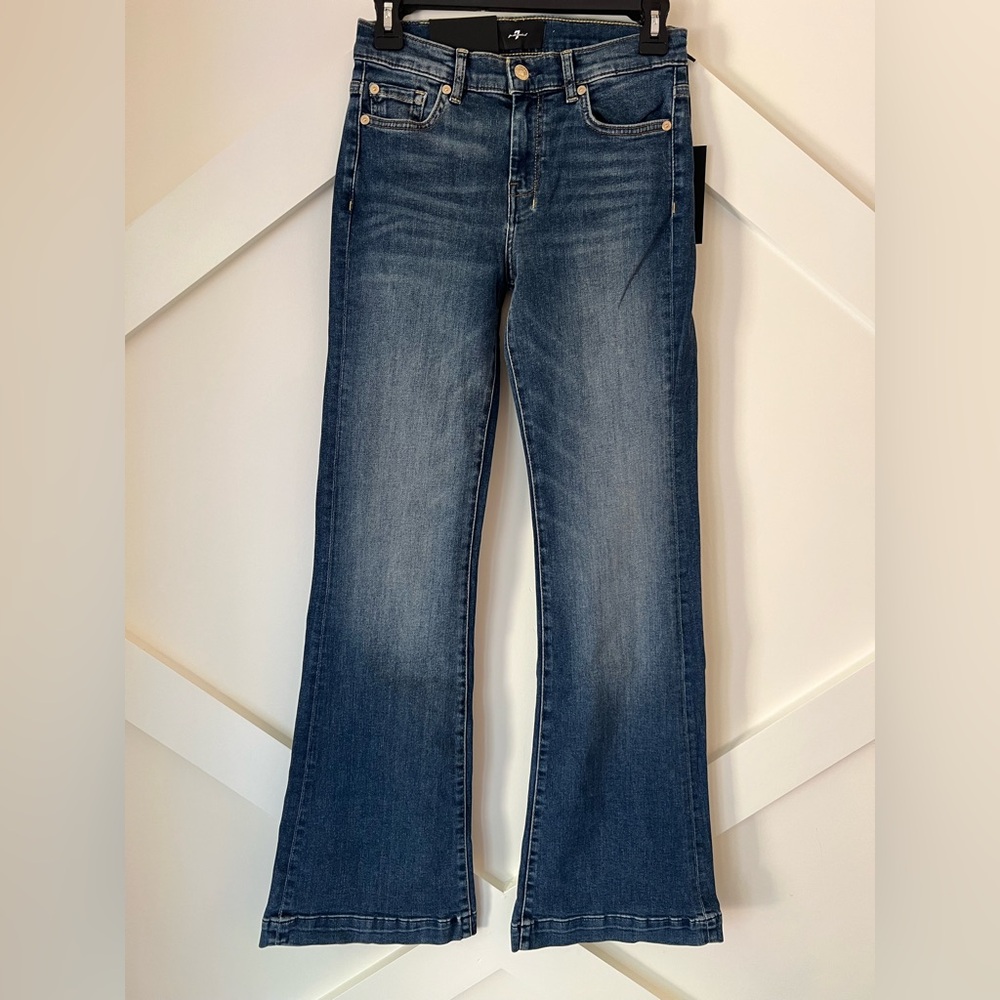 7 For All Mankind Tailorless Dojo Jeans Women’s Flare Leg Trousers NWT Size 25 - Picture 4 of 11